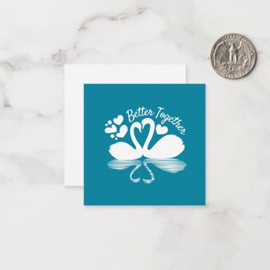 Carte De Correspondance Silhouette de deux cygnes dans l'eau (Devant/Arrière en situation)