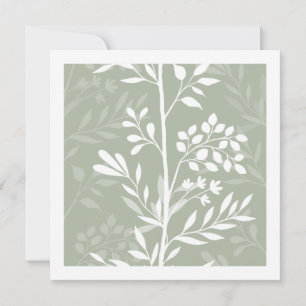 Carte De Correspondance Silhouette Florale Élégante Vert Sauge Minimaliste
