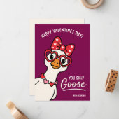 Carte De Correspondance Silly Goose Kids Classroom Valentines Day (Devant/Arrière en situation)