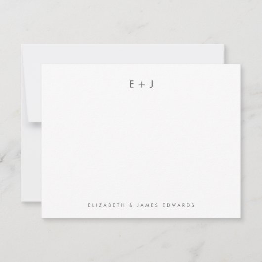 Carte De Correspondance Silver Gray Modern Monogram Initials Personalized (Devant)