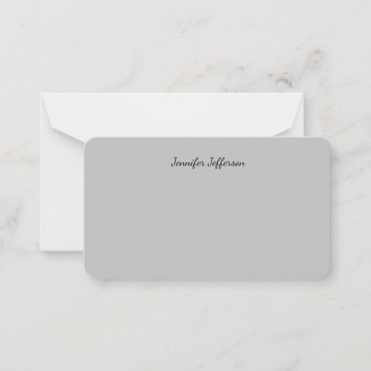 Carte De Correspondance Silver Grey Nom de calligraphie Plain Professional (Devant)
