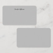 Carte De Correspondance Silver Grey Nom de calligraphie Plain Professional (Devant / Derrière)