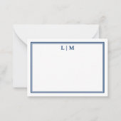Carte de correspondance simple à monogramme bleu m (Devant)