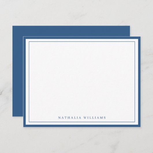 Carte De Correspondance Simple Base Marine Bleu Frontière Stationery (Devant / Derrière)
