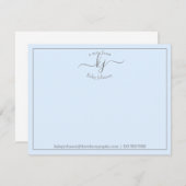 Carte de correspondance simple bleu à en-tête (Devant / Derrière)