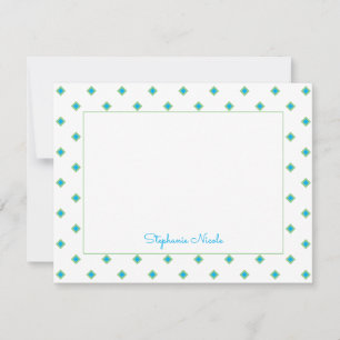 Carte De Correspondance Simple bleu vert diamant Polka point personnalisé
