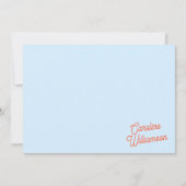 Carte De Correspondance Simple Blue Orange Script Personalized Stationery (Devant)