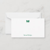 Carte De Correspondance Simple Bottle Green  Bow Handwritten Name  (Devant)