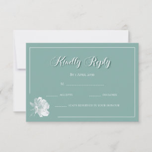 Carte De Correspondance Simple Calligraphie Vert Sauge Floral Mariage RSVP