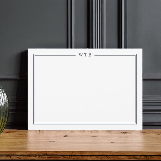 Carte De Correspondance Simple Classic Navy Blue 3-Initial Monogram