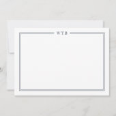 Carte De Correspondance Simple Classique Monogramme à 3 Initiales Bleu Mar (Devant)
