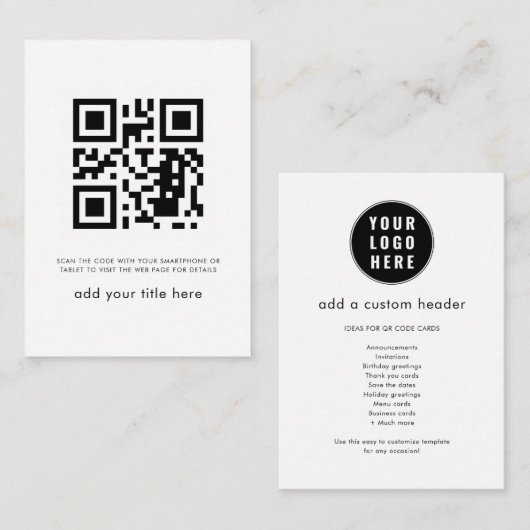 Carte De Correspondance Simple code QR Code de l'entreprise tendance perso (Devant / Derrière)