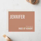 Carte De Correspondance Simple Dusty Terracotta Maid of Honor Proposition (Devant/Arrière en situation)