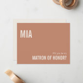 Carte De Correspondance Simple Dusty Terracotta Matron d'honneur Propositi (Devant/Arrière en situation)