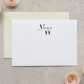 Carte De Correspondance Simple Elegant Black and White Initials