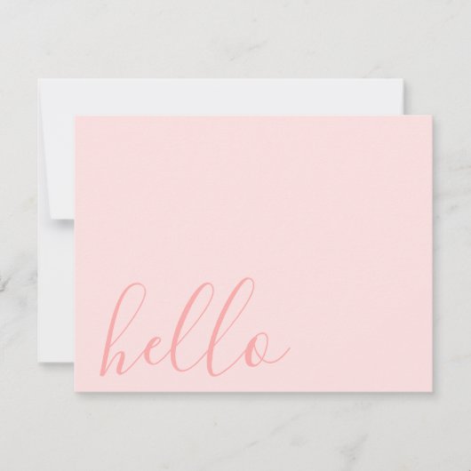 Carte De Correspondance Simple Elegant Blush Pastel Rose "Hello" (Devant)
