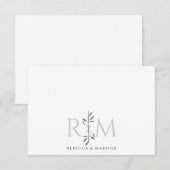 Carte De Correspondance Simple Elegant Botanical Monogram Rustic Couple (Devant / Derrière)