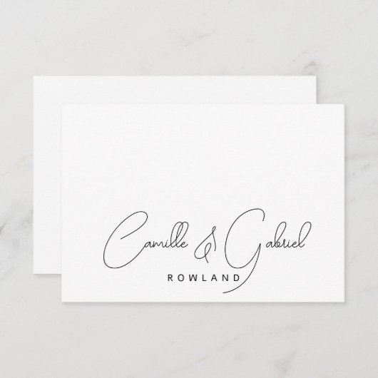 Carte De Correspondance Simple Elegant Couple Names Script Monogramme (Devant / Derrière)