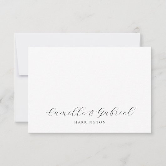 Carte De Correspondance Simple Elegant Couple Names Script Monogramme (Devant)