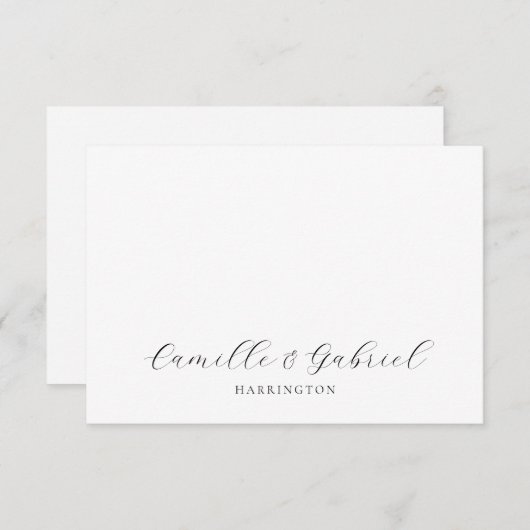 Carte De Correspondance Simple Elegant Couple Names Script Monogramme (Devant / Derrière)