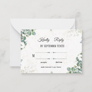 Carte De Correspondance Simple Elegant Eucalyptus Greenery Wedding RSVP Ca