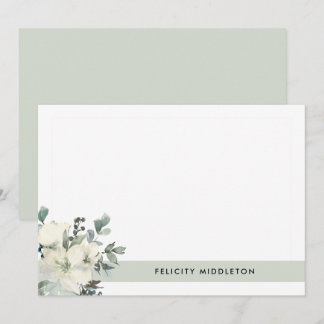 Carte De Correspondance Simple Élégant Feuillage Floral