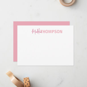 Carte De Correspondance Simple Elegant Girl Blush Pink Nom
