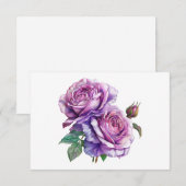 Carte De Correspondance Simple élégant Lavande Rose Bouquet plat (Devant / Derrière)