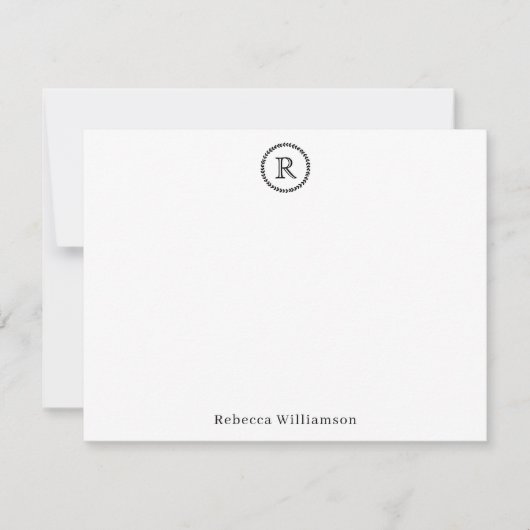 Carte De Correspondance Simple Elegant Rustique Moderne Wreath Monogramme  (Devant)