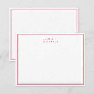 Carte De Correspondance Simple Élégant Script Red Monogram Note Card