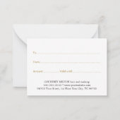 Carte De Correspondance Simple Elegant White Faux Gold Beauty Gift card (Dos)