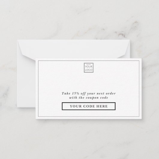 Carte De Correspondance Simple Entreprise Logo Promo Code Merci (Dos)