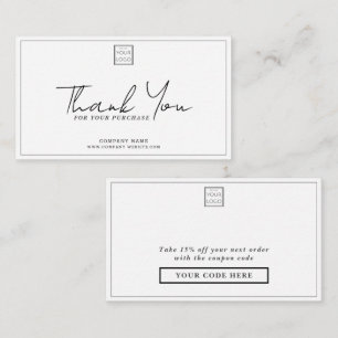 Carte De Correspondance Simple Entreprise Logo Promo Code Merci