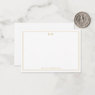 Carte De Correspondance Simple Faux Gold 2 Monogramme Nom Bordure minimale