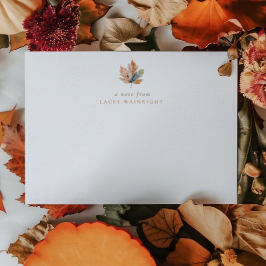 Carte De Correspondance Simple Feuille d'Automne Rustique Personnalisée