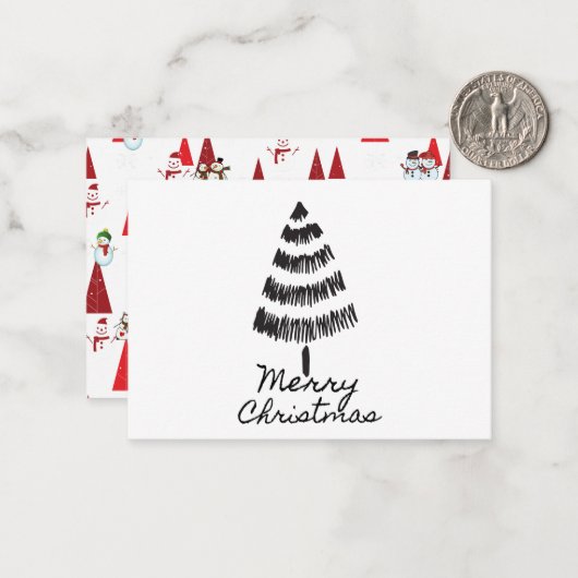 Carte De Correspondance Simple Joyeux Noël (Devant/Arrière en situation)