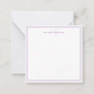 Carte De Correspondance Simple Lavande Minimale Monogramme Deux Bordures