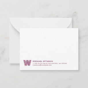 Carte De Correspondance Simple Lines Monogramme Initial Nom Classique VIN