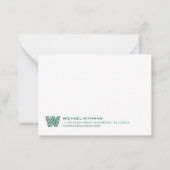Carte De Correspondance Simple Lines Monogramme Initiale Nom VERT CHASSEUR (Devant)