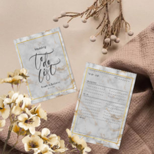 Carte De Correspondance Simple Marbre Gris et Mariage or à faire Liste