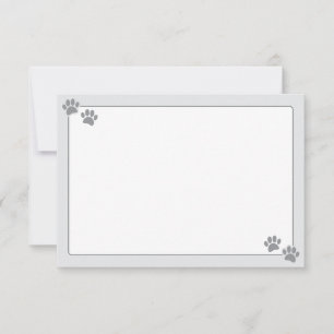Carte De Correspondance Simple Minimaliste Vierge Avec Empreintes De Patte
