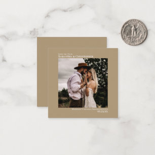 Carte De Correspondance Simple Mocha Tan Wedding Enregistrer la photo Date