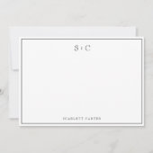 Carte De Correspondance Simple Modern Initials Border Stationery Note Card (Devant)