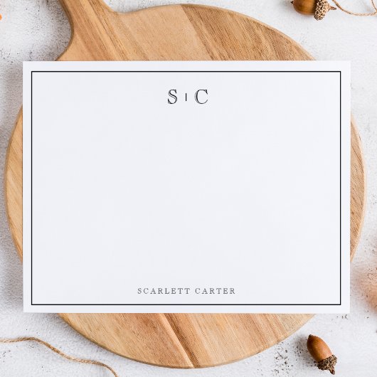 Carte De Correspondance Simple Modern Initials Border Stationery Note Card