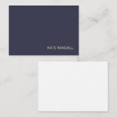 Carte De Correspondance Simple moderne bleu marine (Devant / Derrière)
