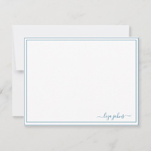 Carte De Correspondance Simple Moderne Bleu Script Professionnel (Devant)