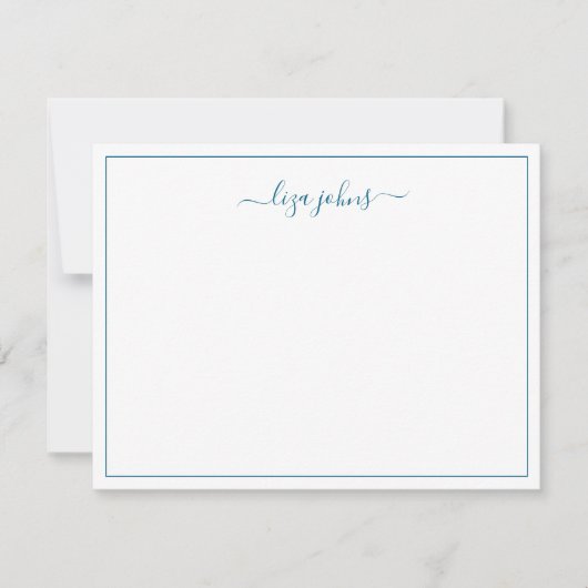 Carte De Correspondance Simple Moderne Bleu Script Professionnel (Devant)