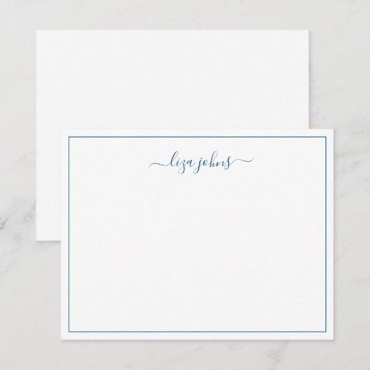Carte De Correspondance Simple Moderne Bleu Script Professionnel  (Devant / Derrière)