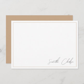 Carte De Correspondance Simple Moderne Boho Tan Bordure manuscrite Script