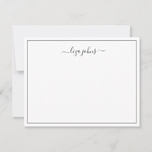 Carte De Correspondance Simple Moderne Écriture Professionnelle Noir (Devant)